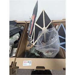 Collection of Star Wars vehicles, including Nerf Rogue One Tie Fighter, Force Link X-Wing, The Force Awakens Xwing, Force Link Kylo Ren's Tie Silencer and Hasbro U-Wing