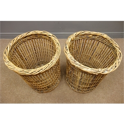  Pair of tall cylindrical Country House fireside baskets, H60cm, D46cm (2)   