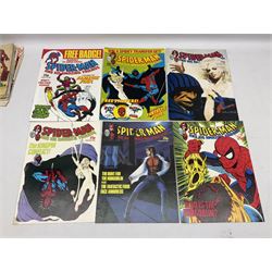 Collection of late Bronze Age Marvel comics (1982-1985), featuring Spider-Man and his Amazing Friends (1983-84) Nos 553, 555-572, 575-578, Super Spider-Man TV Comic (1982) nos 483-499, excluding no. 488, and The Incredible Hulk! (1982) Nos 11, 13, 18, 19, 21, and 22 (43) 