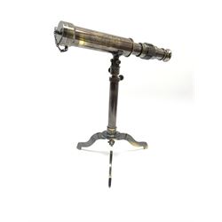 Reproduction telescope on tripod stand, inscribed ‘W. Ottway & Co Ltd, Ealing, London, 1915’, H26cm