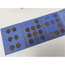Fourteen part filled Whitman folders, including farthings, halfpennies, pennies and sixpences