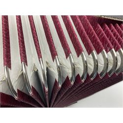 Hsinghai Studio piano accordion with red pearline finish, twenty keys and seventy-two buttons W44cm; in hard carrying case with additional The Music Room soft gig case