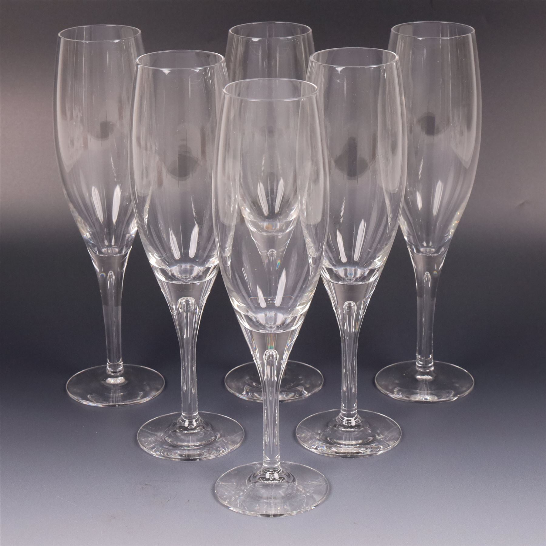 Dartington Crystal Charlotte suite for six, comprising wine, flutes, goblets and water glasses, all with boxes 