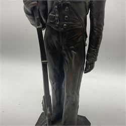 Bronzed figure of a Grenadier guard, H33cm