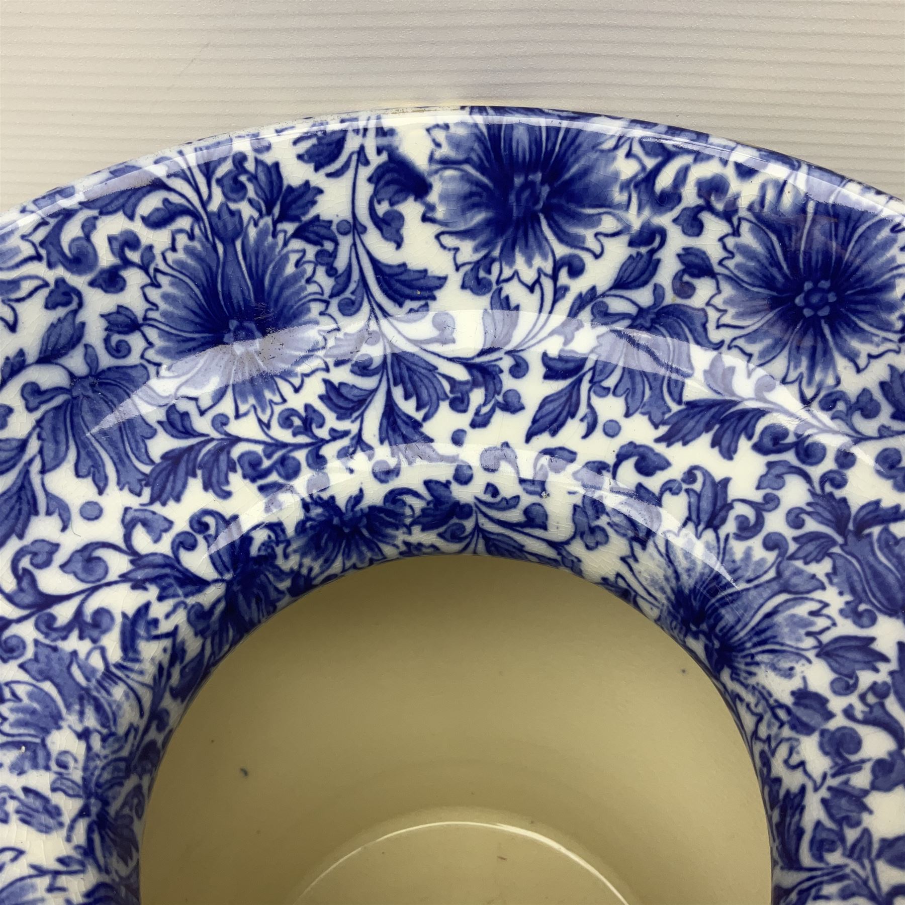 Doulton Burslem vase with fluted rim, in the Gloire-de-Dijon pattern H31cm