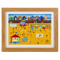 Gordon Barker (British 1960-): 'Funfair at the Beach', acrylic on paper signed, titled verso 24cm x 34cm 