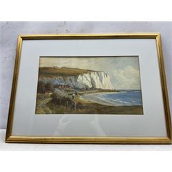 Richard Wane (British 1852-1904): Village beneath White Cliffs, watercolour signed 28cm x 49cm