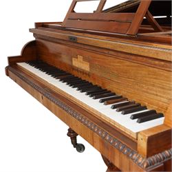 Early 19th century Grand Piano by John Broadwood & Son, London 1828.
Straight strung Broadwood “Barr Frame” Grand Piano with four steel braces from the wrest plank to the brass hitchpin plate. Partially re-strung with one string missing and some tuning pins loose, bridges in good condition, soundboard with cracks, action requires some adjustment and attention, six octave keyboard, with 73 keys C1-C7, with ivory naturals and ebony sharps, Lyre with sustain and una-chorda pedals, mahogany case with brass inlay and makers name to the double key-fall, adjustable open lattice music desk with egg and dart moulding to the surround of the case and lid, raised on reeded and tapered legs with castors. 

 You can find and listen to examples of Alan Cuckston playing this particular Broadwood Grand Piano in the links below:
Trio in D Minor Op. 25 by Francis Edward Bache
Gladiolus Rag by Scott Joplin
Sonata for Violin and Piano No.1 in G Minor by George Frederick Pinto

Given the intricate nature of these historic instruments, specialist support will be available if required, to assist successful buyers with safe removal and onward handling. Price upon application. 


This item has been registered for sale under section 10 of the APHA Ivory Act Submission Reference: 1N7BA84E
