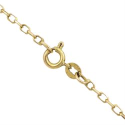 Queen Victoria 1853 gold shield back full sovereign coin, loose mounted in gold pendant, on gold cable link chain necklace, both hallmarked 9ct