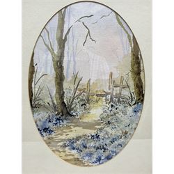 A Holmes (20th century): Bluebells, oval watercolour signed 33cm x 23cm