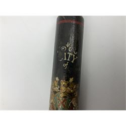 City of Hull Police - Victorian painted ebonised truncheon with Royal crest, Victoria cypher, 'City of Hull' and 1864 L43cm  