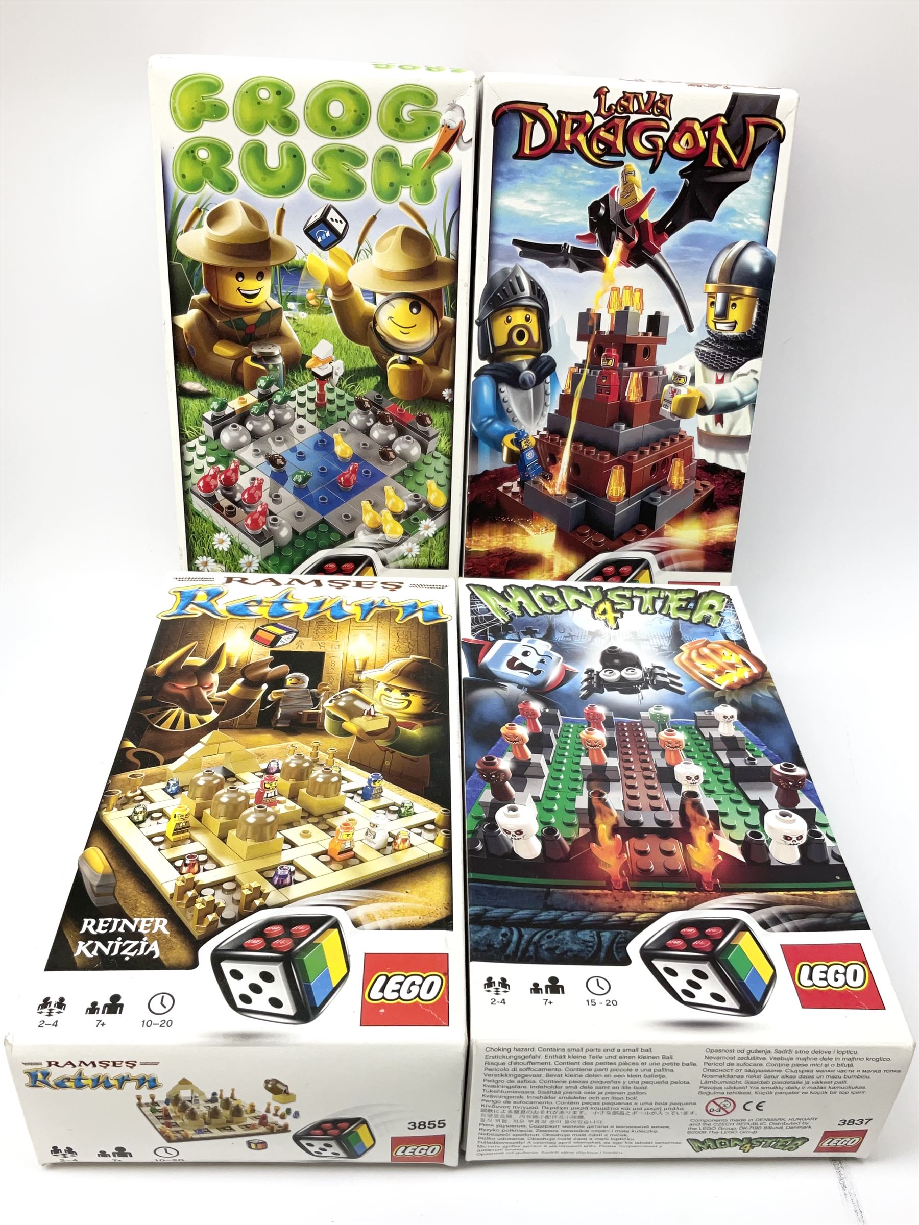 Lego System - 5600 Radio Controlled Car, boxed with instructions; and eight various Lego Games comprising Pirate Plank, Monster 4, Frog Rush, UFO Attacks, Lava Dragon, Ramses Return, Ninjago and Shave A Sheep, all boxed with instructions (9)