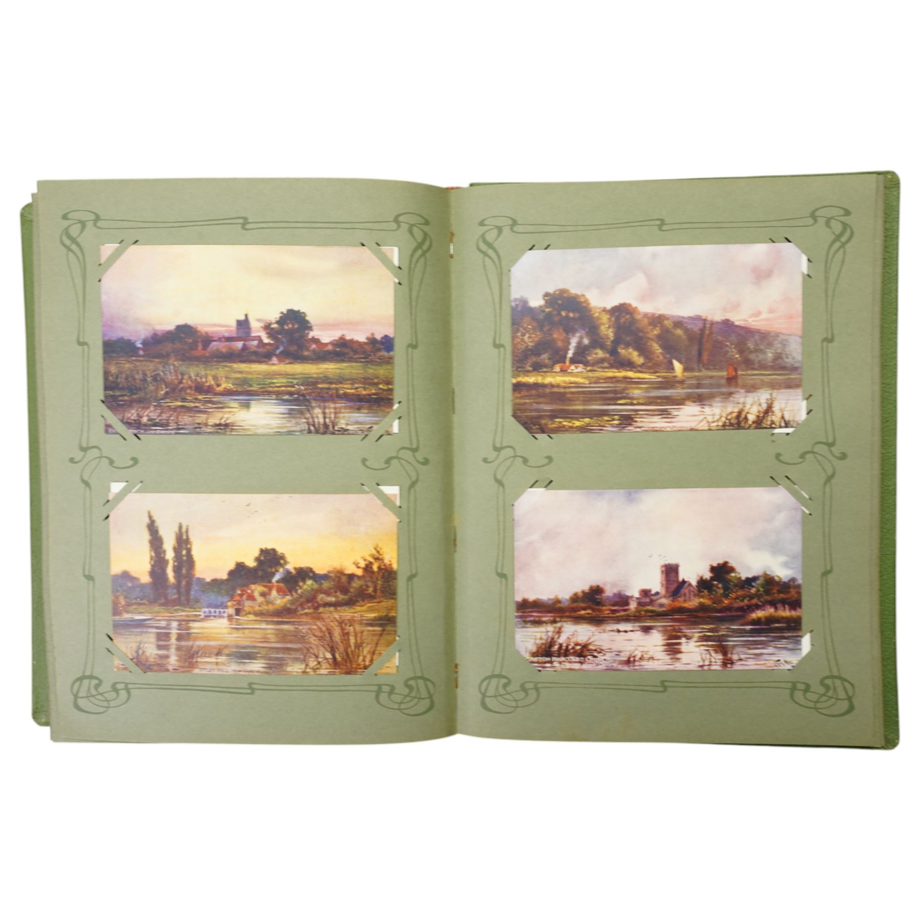 Edwardian postcard album and contents of approximately 195 Raphael Tuck cards.
The album originally belonged to a person who worked for Tucks and collected the cards when published.  The album and cards are in near mint condition