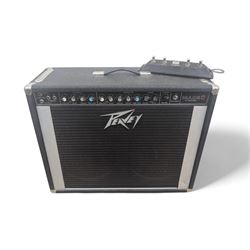 1970s Peavey 2 x 12 BW Mace guitar amplifier, serial no. 9A-468240, with a Peavey four-button Automixer foot pedal, H51cm, W67cm