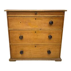 Victorian pine chest, rectangular top over shallow top drawer and three long drawers