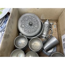 Bjørn Wiinblad for Rosenthal 'Sommer Traum' charger, together with Heinrich & Co plate, pewter cups and other items 