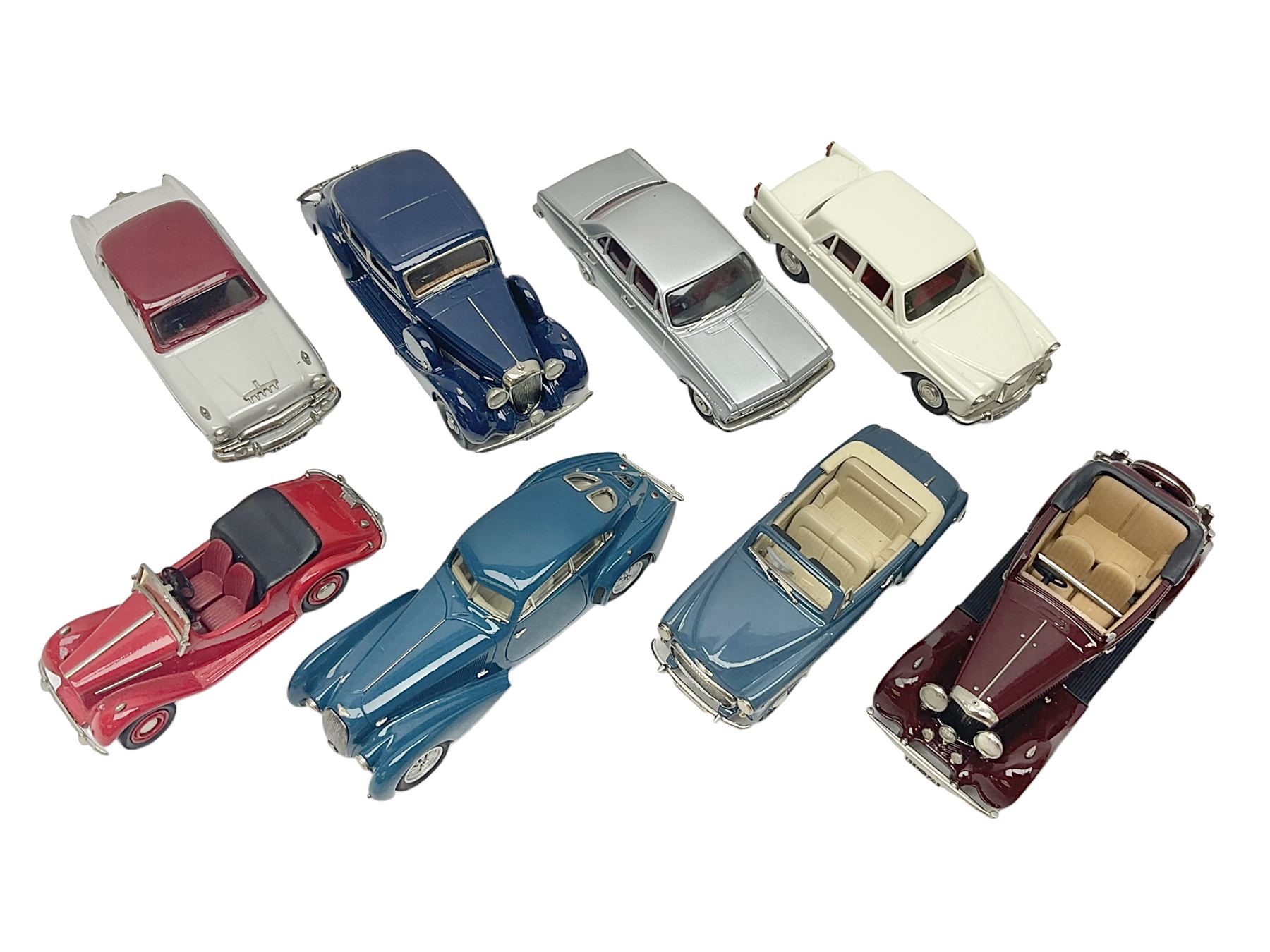 Eight Lansdowne Models 1:43 scale models - 1939 Bentley Embiricos, 1939 Lagonda V12 Long Saloon, 1961 Wolseley 6-110, 1971 Vauxhall PC Cresta De Luxe, 1958 Austin A105, 1955 Hillman Minx Convertible, 1954 Singer Roadster and 1936 Bentley 4 1/4 Ltr Park Ward DHC; all unboxed (8)