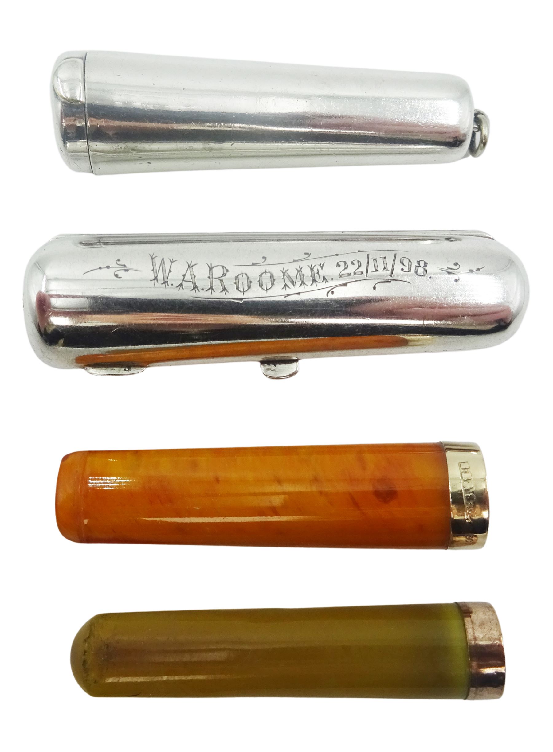 Late Victorian silver cheroot case with personal engraving | Silver | 33704
