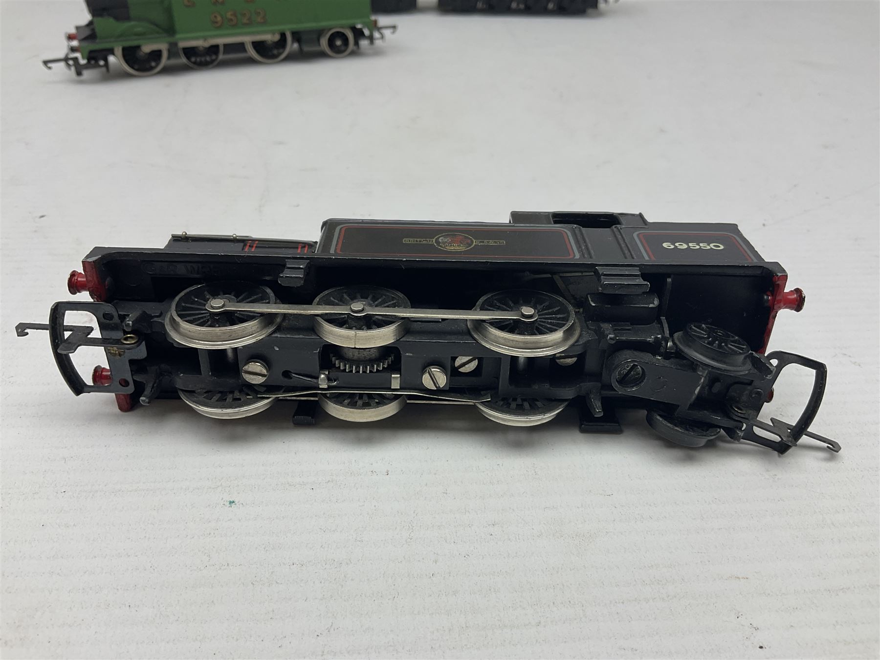 Wrenn '00' gauge - two Class N2 0-6-2 tank locomotives - No..9522 in LNER Light Green in original box with instructions; and No.69550 in BR Lined Black in associated Wrenn box with instructions; together with Tri-ang Wrenn '00' gauge Class A4 4-6-2 locomotive 'Mallard' No.60022; boxed (3)