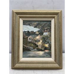 Peter Langley (British Contemporary): 'Morning Light - Robin Hood's Bay', oil on board signed with initials, titled and dated 2004 verso 21cm x 17cm