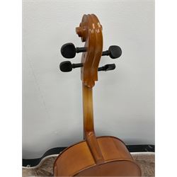 Cello by Andreas Zellar of Romania for Stentor Music Co. Ltd. with 75.5cm two-piece maple back and ribs and spruce top, bears label, L122cm overall, in hard carrying case with bow