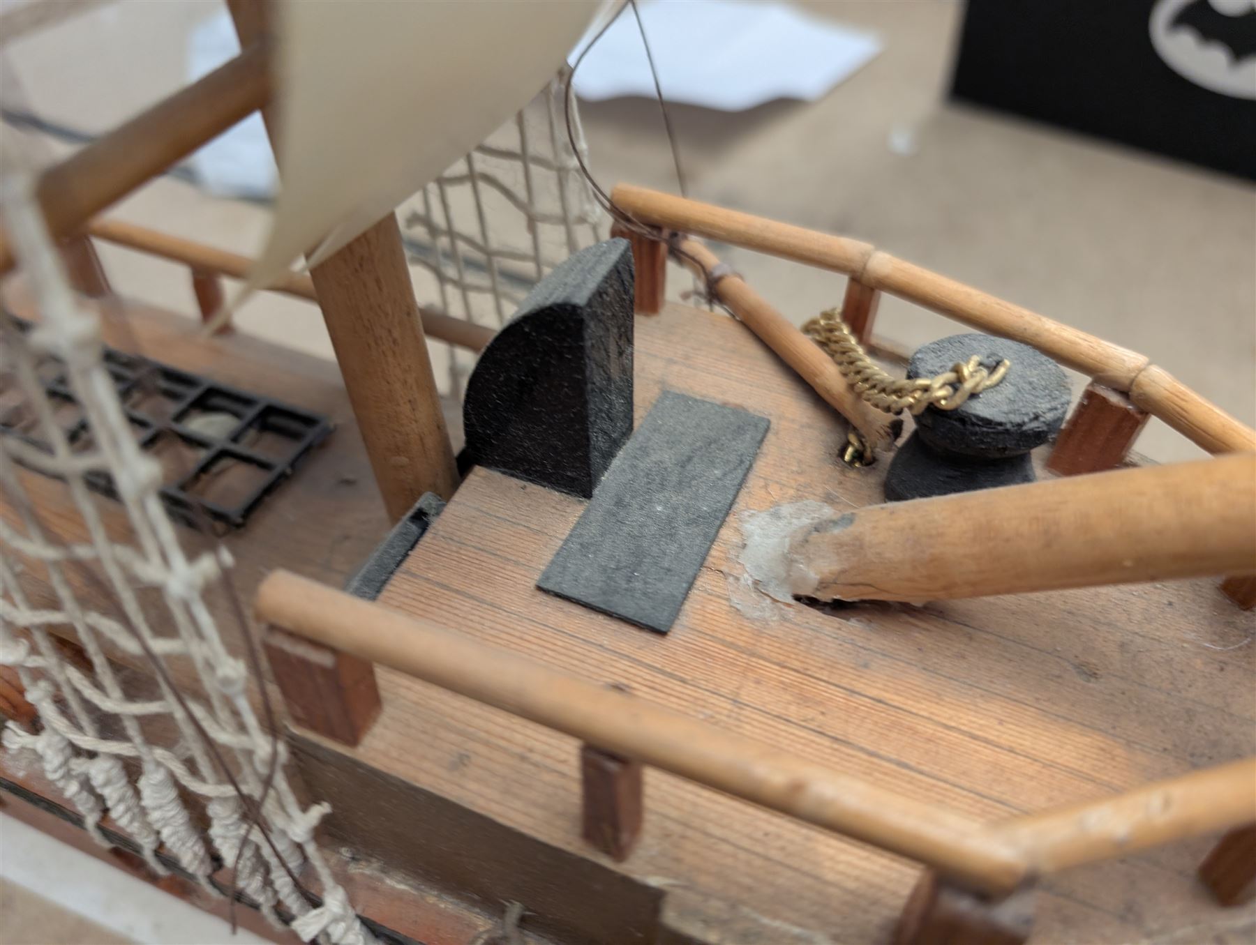 Wooden model ship 'Mayflower', together with a similar smaller example, largest H56cm