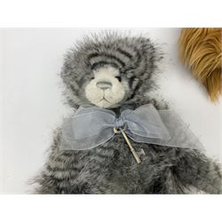 Four Charlie Bears, comprising Christine CB181832B, Marshmallow CB161616, and Savoury Pudding CB625096, each designed by Isabelle Lee, each with tags, plus one example CB151535B lacking tag 