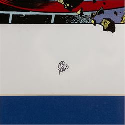 Two large limited edition Marvel lithographic prints by Dynamic Forces, comprising Marvel Origins Anniversary, limited edition no. 111/1961 and The Avengers vs. X-Men, limited edition no. 170/1963, both signed by Tom Grindberg and Tom Smith, with certificates of authenticity, largest H43cm, W86cm