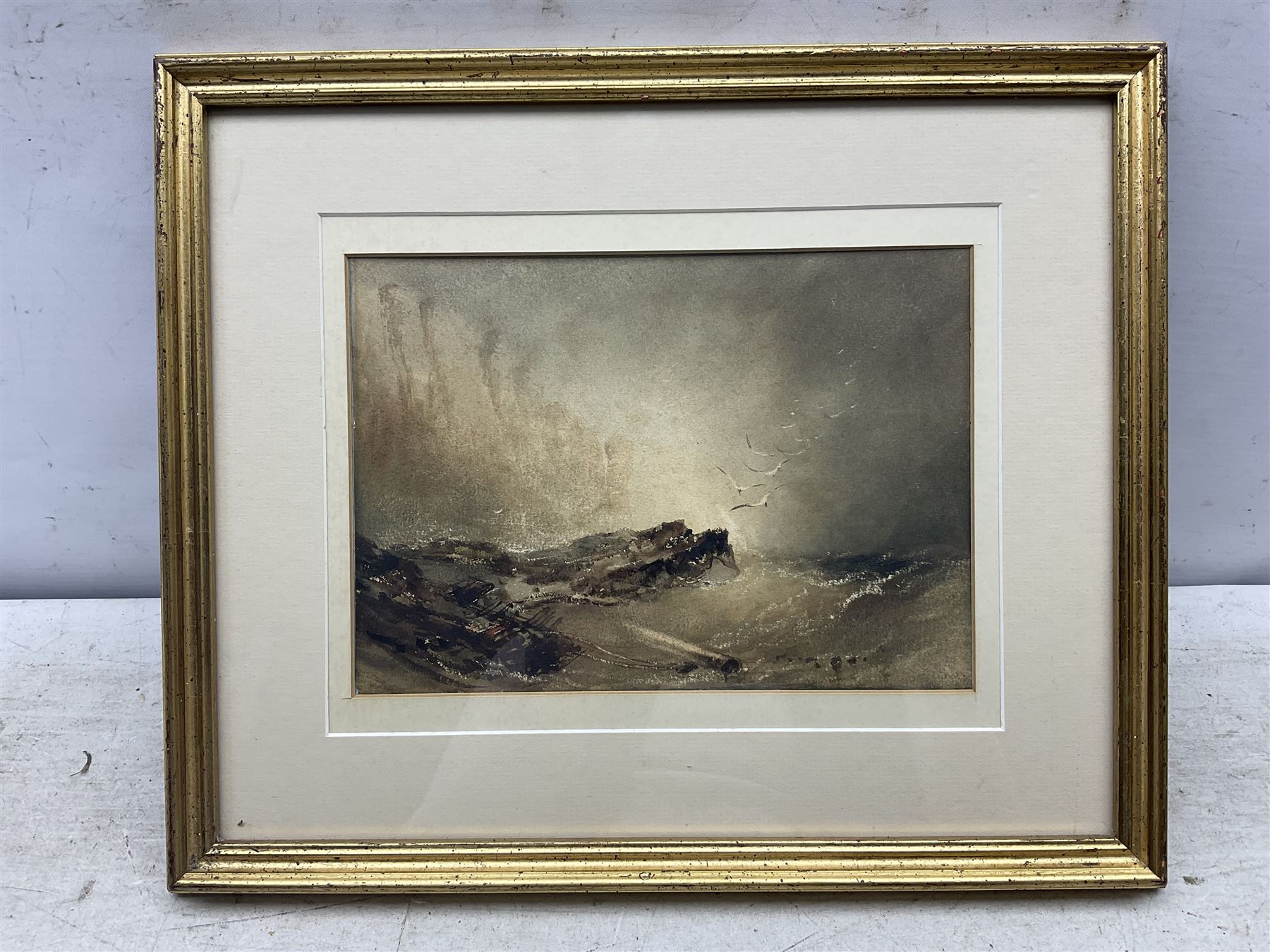 Henry Barlow Carter (British 1804-1868): Wreckage at the Cliff Foot, watercolour unsigned 17cm x 24cm