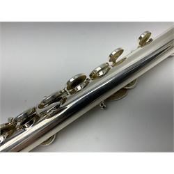 Yamaha 211, silver plated three-piece flute, serial no.844200; in fitted case with cleaning rod