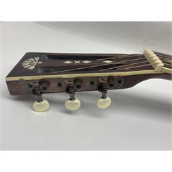 Indonesian crafted re-issue of an early Washburn Parlour guitar, model P314KK, bearing 125 years celebration label dated 2008; serial no.01120400171; L95cm; in Washburn case
