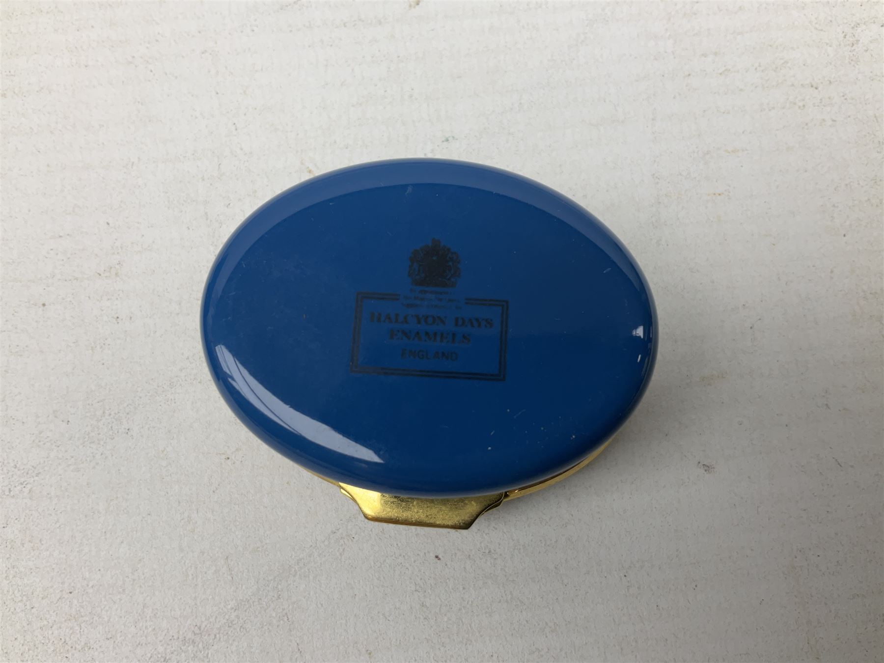 Group of seven Halcyon Days enamel boxes, each with affectionate inscriptions, including 'Wild about you', 'Don't ever change', 'Love you a bunch', etc., in six fitted boxes  