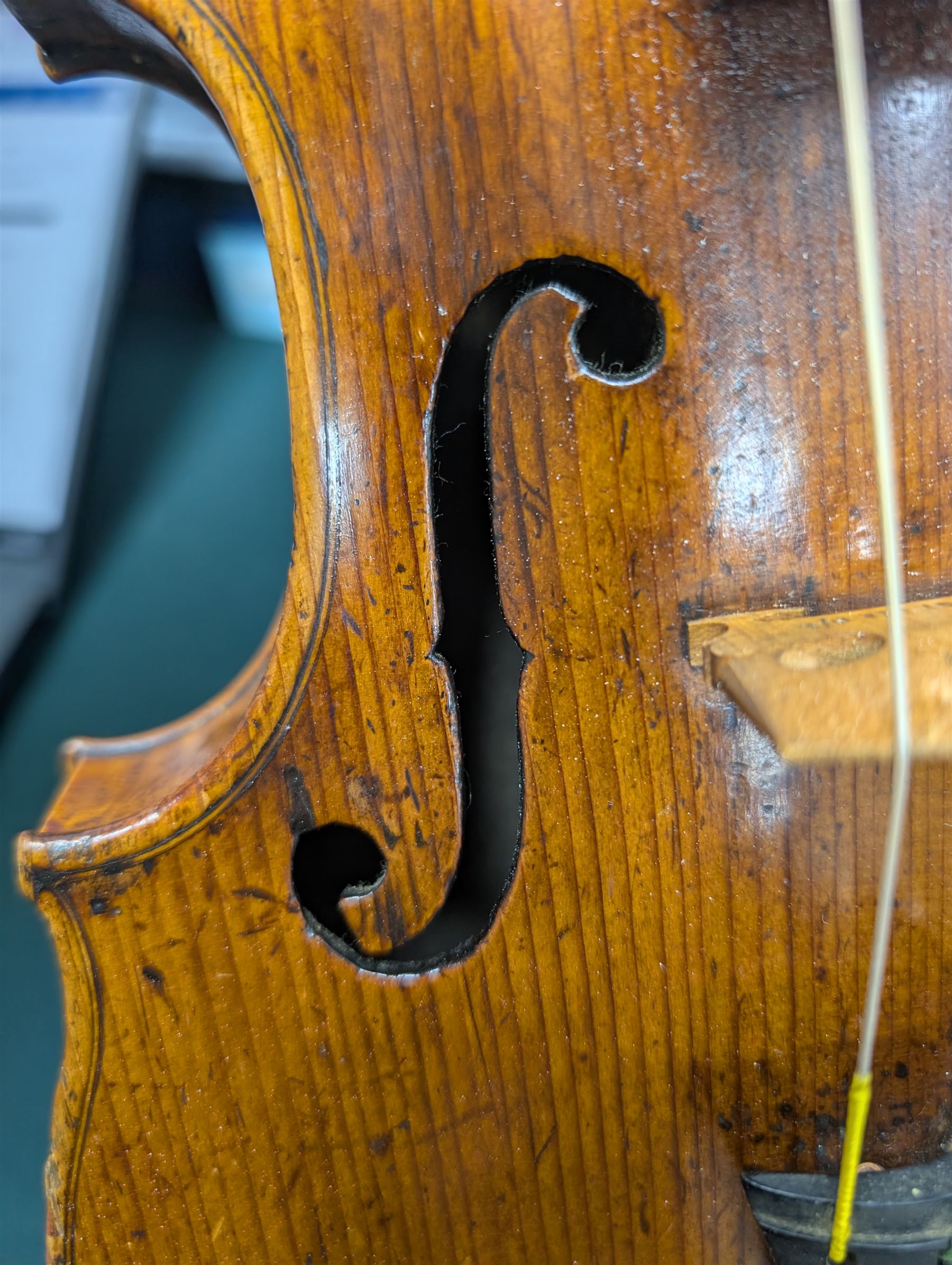 20th century violin, bearing label for Antonius and Hieronymus Amati, with bow stamped G. Werner, contained within fitted case