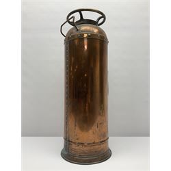 Early 20th century copper and brass Rex fire extinguisher, H55.5cm