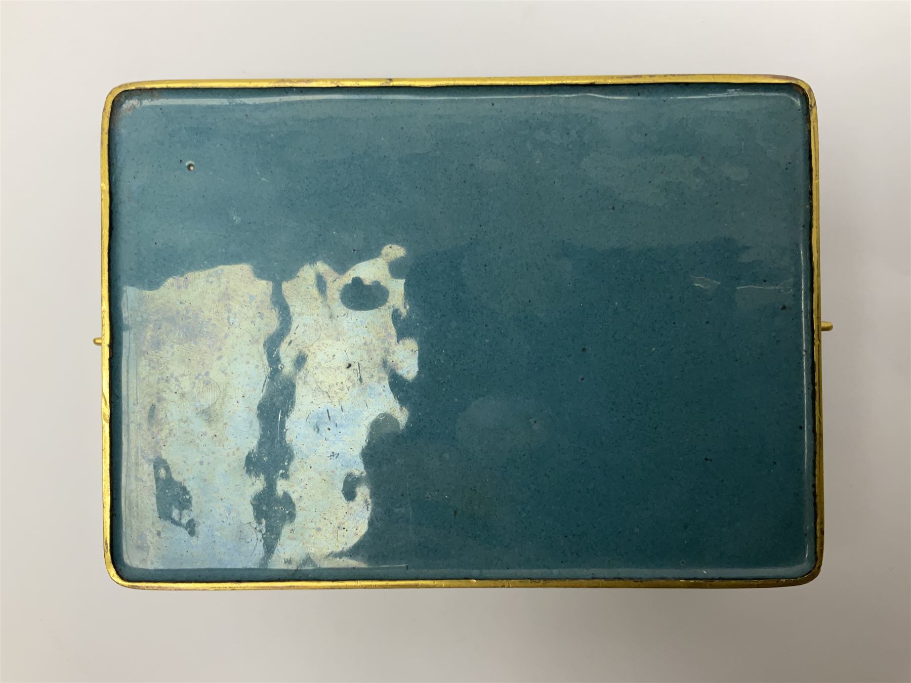 20th century Chinese cloisonne enamel smoking set, comprising two ashtrays, box and tray, with floral and foliate scrolling on green ground