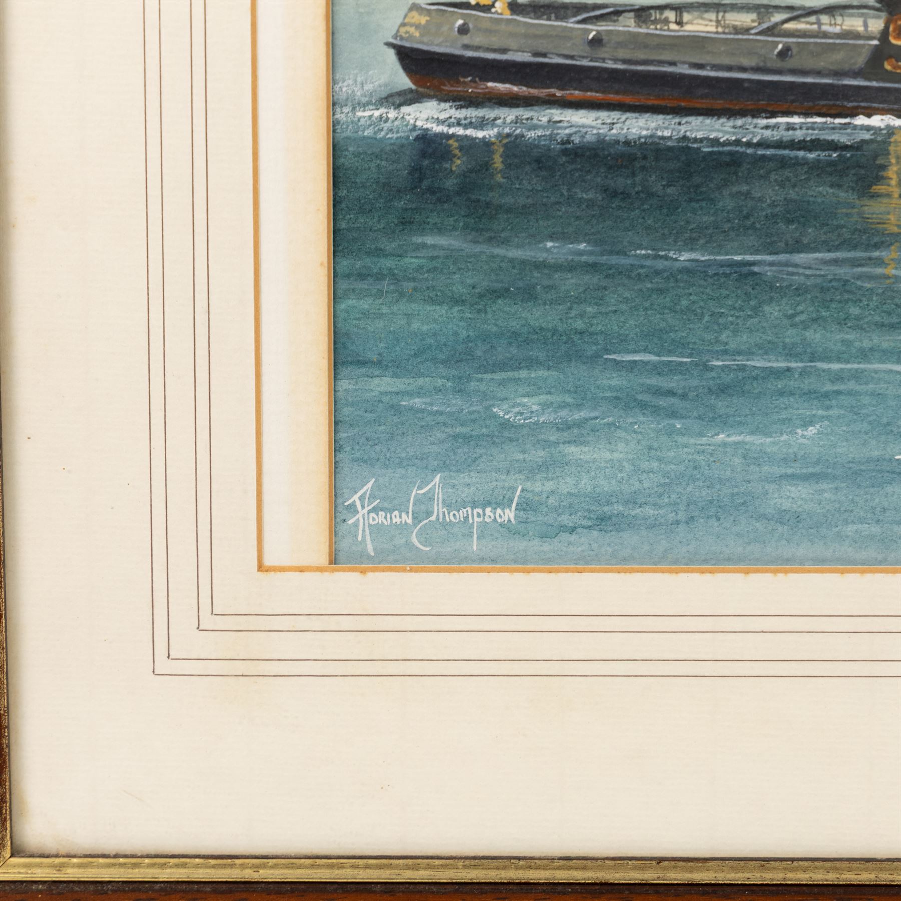 Adrian Thompson (British 1960-): Salvaliant - 1987 Semco Salvage tug boat, watercolour heightened with white signed 35cm x 46cm