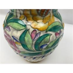 Charlotte Rhead Crown Ducal jug, decorated in the Persian Rose pattern, with printed and painted marks beneath