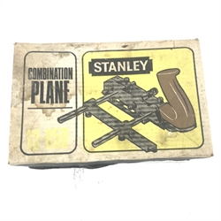 Various hand tools comprising Stanley combination plane, a button press, router jig and a Hilka 6