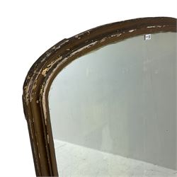 19th century gilt framed overmantle mirror, arched top