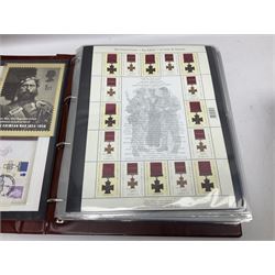 Album containing over seventy Victoria Cross and George Cross related First Day Covers, Medal Covers, Coin Covers, PHQ cards and postcards, Presentation Packs etc; some bearing signatures of the recipient.