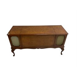 Dynatron - walnut cased radiogram with built in speakers, Dynatron radio and stereo recorder and Garrard turntable on cabriole supports, together with collection of single 45 and LP records