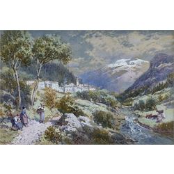 Thomas Charles Leeson Rowbotham (British 1823-1875): 'Pontresina Switzerland', gouache and watercolour signed 12.5cm x 18.5cm