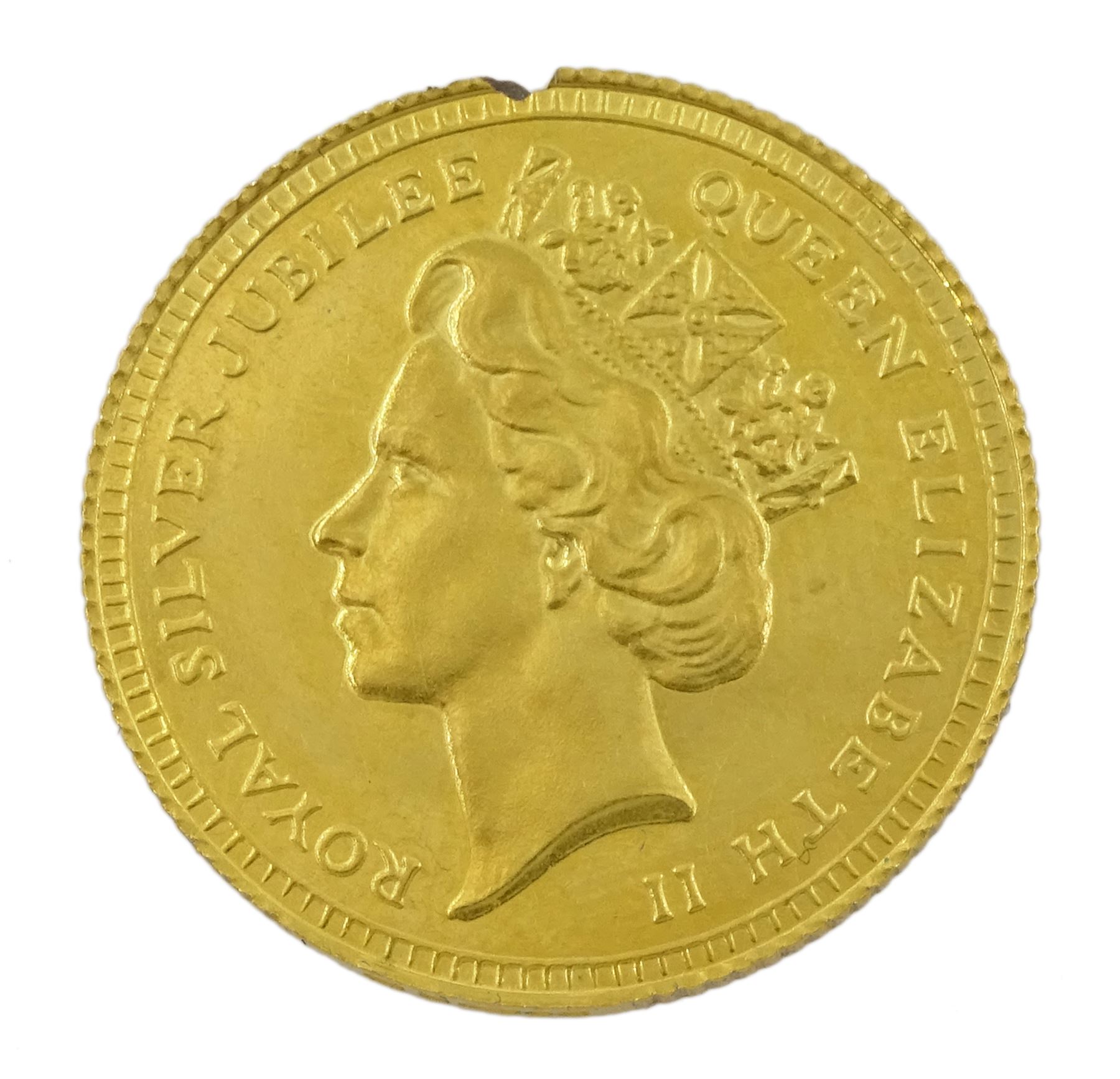Two Queen Elizabeth II hallmarked 9ct gold medallions, commemorating the 1977 Silver Jubilee, approximately 7.7 grams