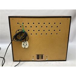 1955 Pye Fenman II valve radio in walnut veneered case, W58cm, together with a 1950s McMichael Type 854 valve radio with Bakelite knobs, W47cm H39cm D24cm, and 1957 Ekco Type A320 radio in dark walnut veneered case (3)