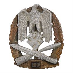 WWII German Third Reich General Assault Badge for 100 engagements, marked JFS, H6cm