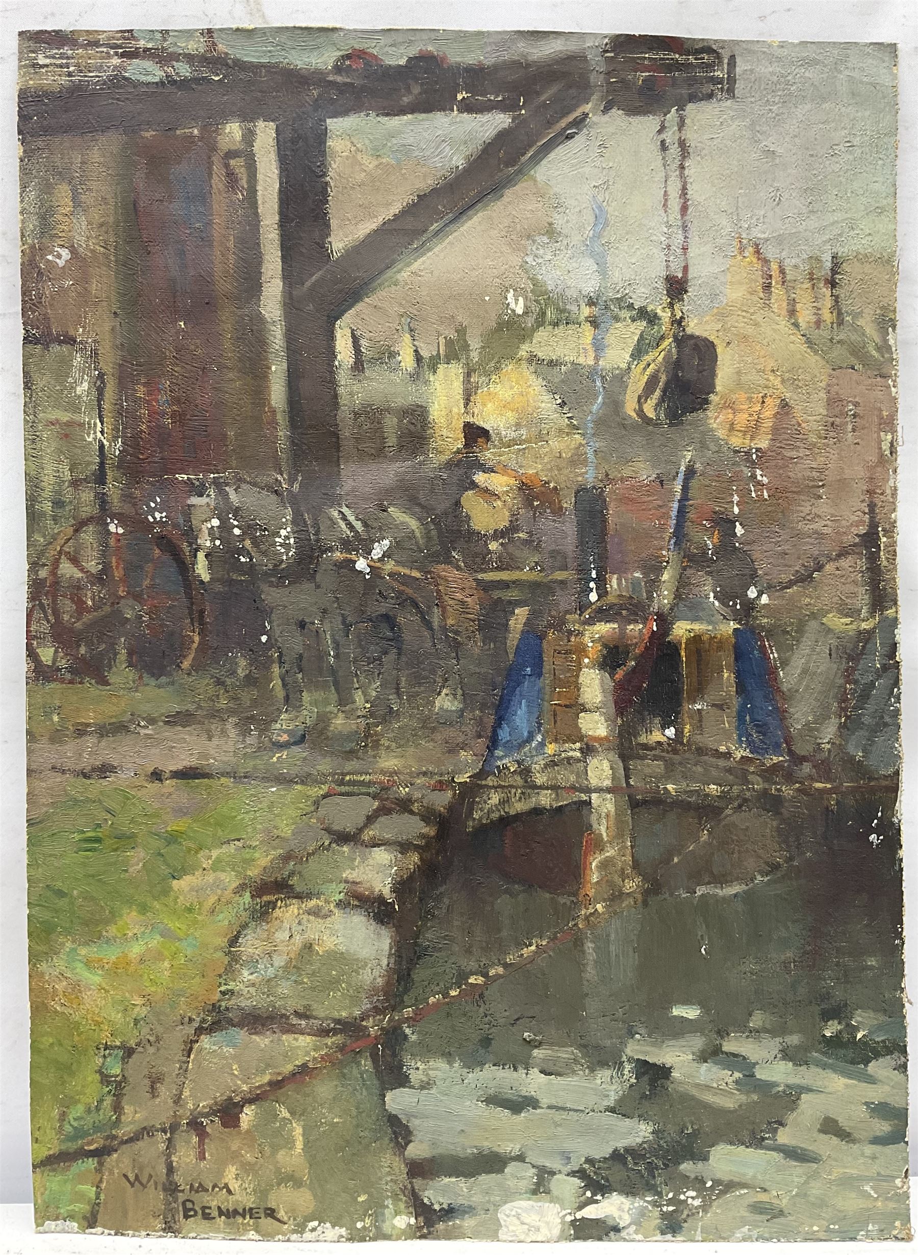 William Roger Benner (British 1884-1964): River Landscapes, two-sided oil on unstretched canvas signed 35cm x 47cm (unframed)