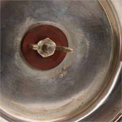 Silver Aagdan in the form of a two handled urn on a fluted circular pillar marked Sterling  Silver K.P.D. H16cm