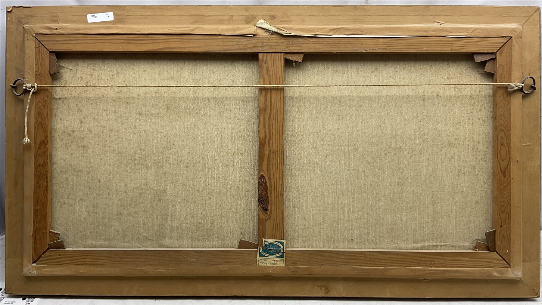 Edgar Freyberg (German 1927-2017): 'Surf' Waves Breaking on a Crag, oil on canvas signed, titled on label verso 50cm x 100cm