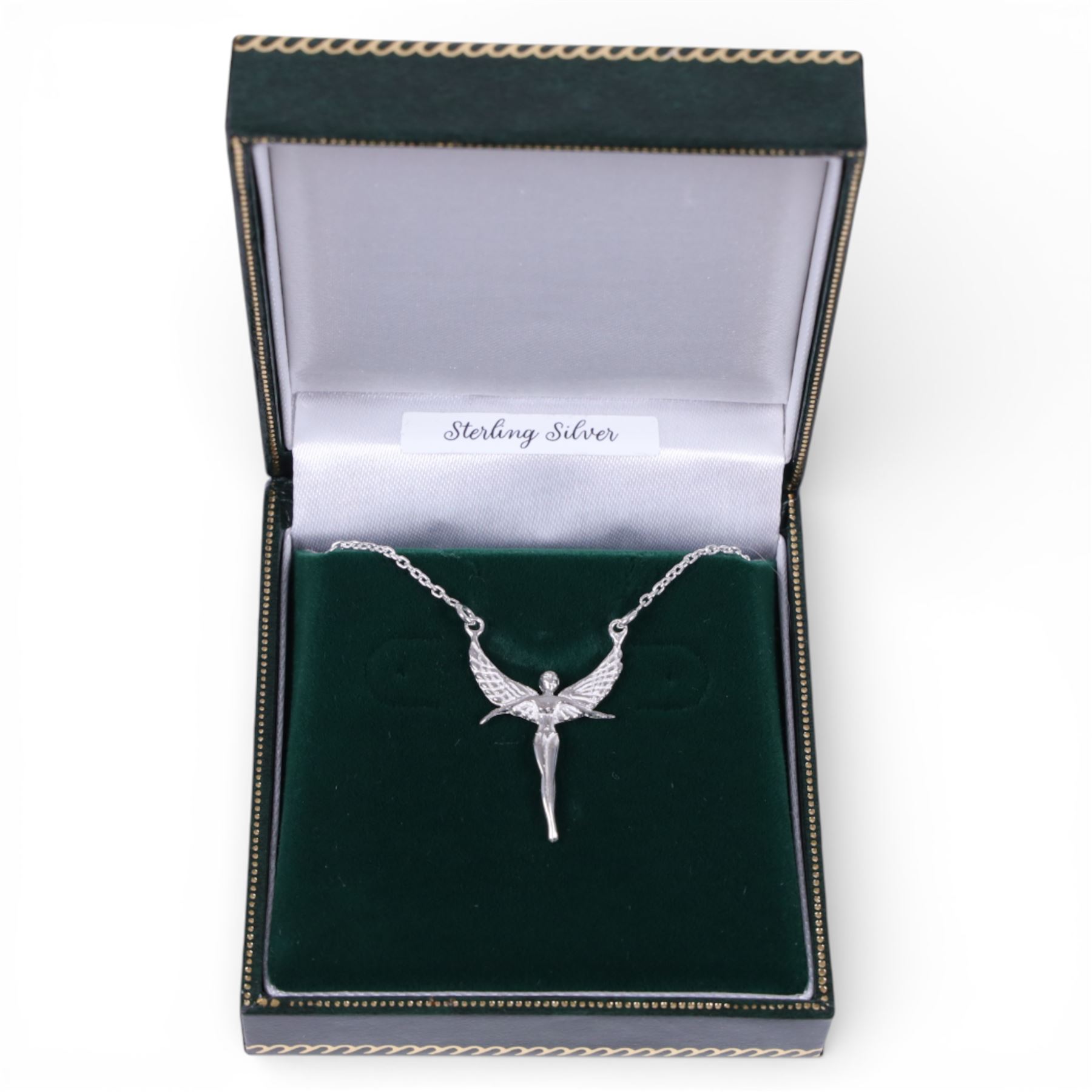 Silver guardian angel pendant necklace, boxed