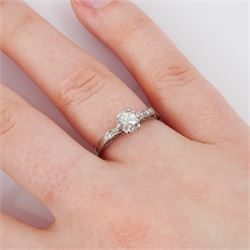 Early-mid 20th century single stone old cut diamond ring, with diamond set shoulders, principal diamond approx 0.65 carat